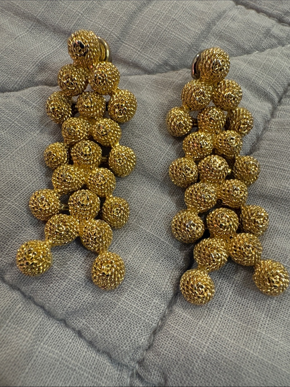 Vintage Gold Cluster Drop Earrings - Women Jewelry